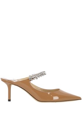 Light pink patent mule with crystal strap Jimmy Choo | BING65PATBISCUIT